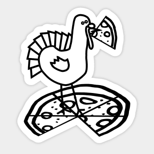 Funny Thanksgiving Turkey with Pizza Outline Sticker